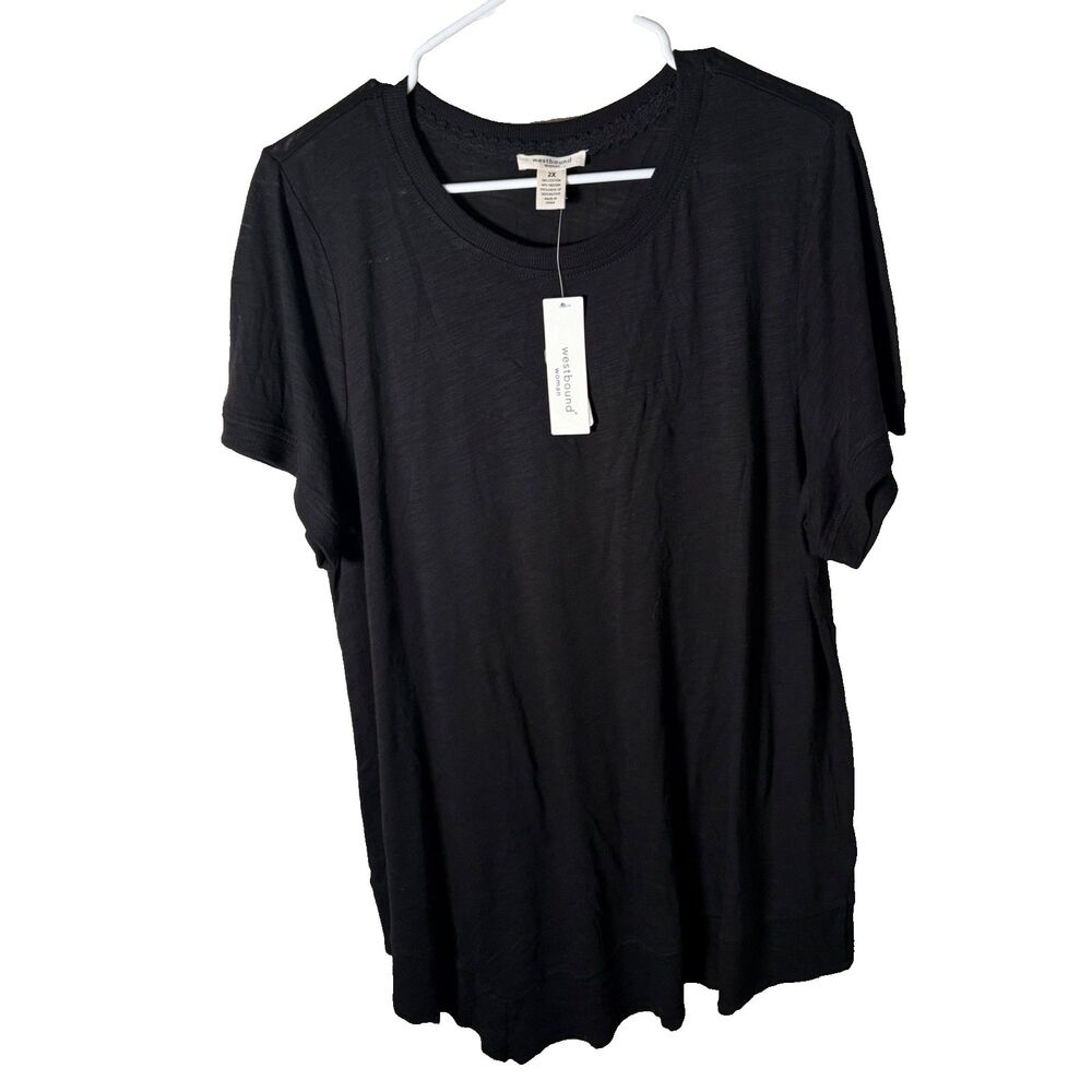 Westbound T-Shirt Women's 2X Black Round Neck Basic Casual Short Sleeve